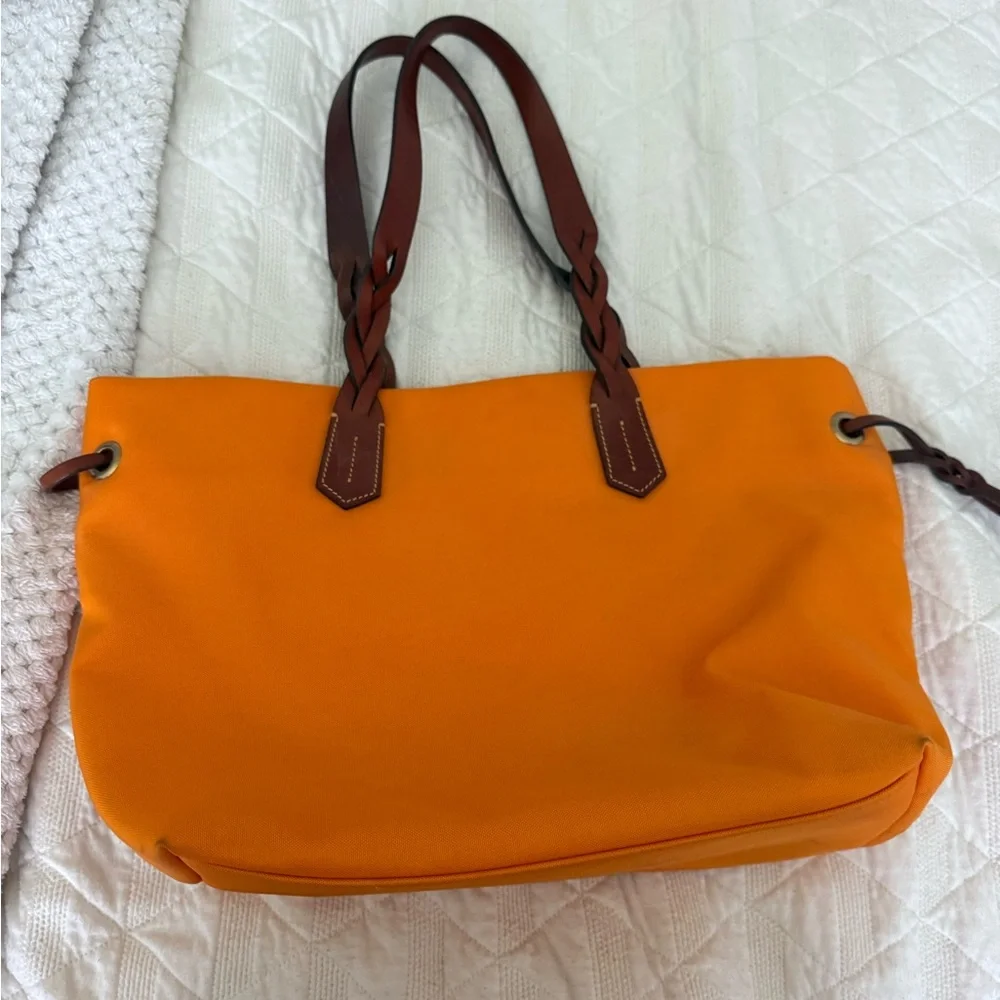 Dooney & Bourke Orange Tote with Brown Handles - Picture 3 of 5